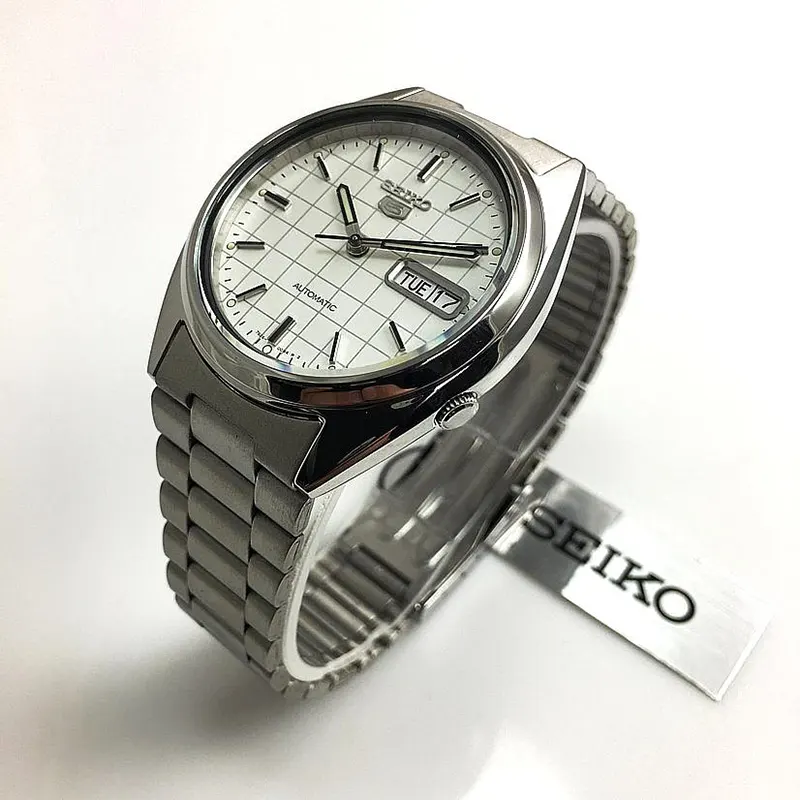 Seiko 5 Grid Dial Automatic Silver-tone Men's Watch- SNXF05k